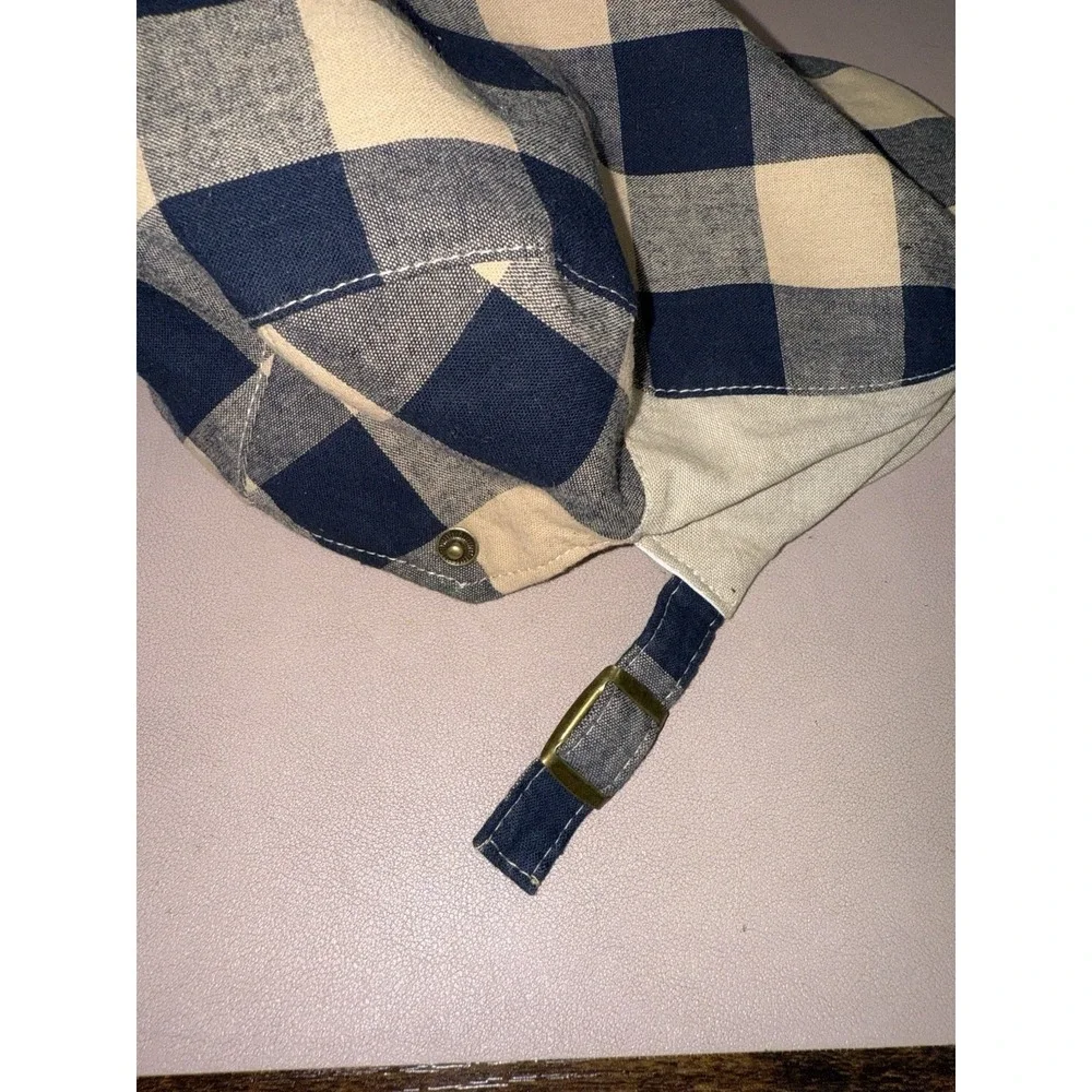 Blue Cream Plaid Newsboy Flat Cap Adjustable Cotton Ivy Driving Hat Unisex‎